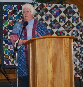 Marie Strait, president of the Santa Clara Valley Quilt Association