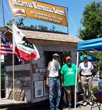 Milpitas Historical Society’s Board members Kraig Bunnell, Mark Tiernan, and Joe Ehardt, in company with the Society’s historic Rollin’ Jail, newly repaired, and with its new banner, represented the Society at the city’s annual International BBQ on May 20 and 21, 2017.